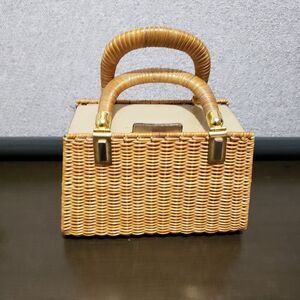 Vtg RODO Italy designer Basket Weave Wicker Satchel Tote Handbag